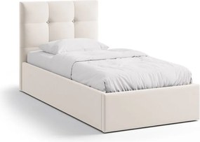 Letto singolo imbottito color crema con contenitore con rete inclusa 90x200 cm Phaedra – Micadoni