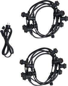 Illuminazione per feste nera collegabile con spina 10m incl. E27 P45 20 luci IP44 - Lubber