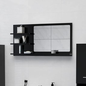 Specchio da Bagno Nero 90x10,5x45 cm in Legno Multistrato