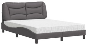 Letto con materasso grigio 120x200 cm in similpelle