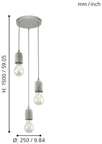 Eglo 95523 - Lampadario SILVARES 3xE27/60W/230V