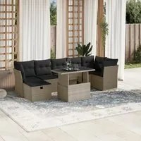 Set Divano da Giardino 8pz con Cuscini Grigio Chiaro Polyrattan 3274672