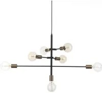 Lampadario in acciaio verniciato nero opaco cm. 82 x 40 H.50