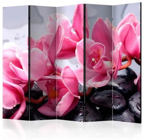 Paravento Orchid flowers with zen stones II [Room Dividers]