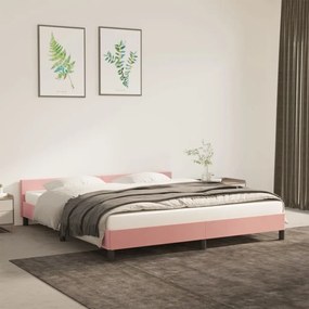 Giroletto Con Testiera Senza Materasso Rosa 160x200 Cm Velluto /