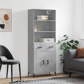 Credenza grigio cemento 69,5x34x180 cm in legno multistrato