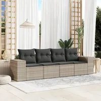 Set Divano da Giardino 4pz con Cuscini Grigio Chiaro Polyrattan 3254619