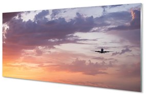Quadro in vetro acrilico Clouds Heaven Light Aircraft 100x50 cm