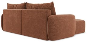 Divano angolare color mattone allungabile/con contenitore (con penisola a sinistra) Kalena – Makamii