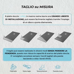 Piatto doccia resina 70x170 antracite pietra filo pavimento slim  Loren
