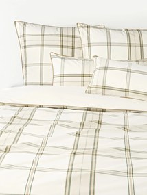 Copripiumino in cotone percalle a quadri con bordino Scarlet