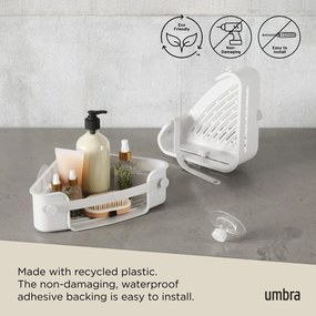 Mensola angolare per bagno bianca in plastica riciclata senza foratura Flex - Umbra