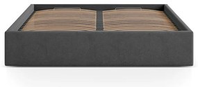 Letto matrimoniale imbottito color antracite con contenitore/senza testiera con rete inclusa 180x200 cm Susan – Micadoni