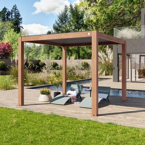 PRIMEYARD Pergola 3x3m, tetto lamellare, look legno - (400115)