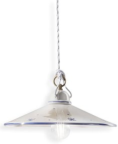Sospensione Classica Asti Ceramica E Ottone Decorato Filo Blu 20Cm 1 Luce E27