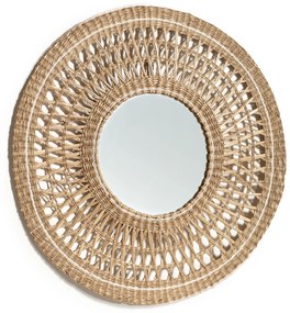Kave Home - Specchio Verenade in fibra naturale finitura naturale e bianca Ã˜ 60 cm