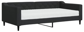 Divano letto con materasso nero 90x190 cm in tessuto