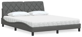 Letto Con Materasso Grigio Scuro 160x200 Cm Tessuto /