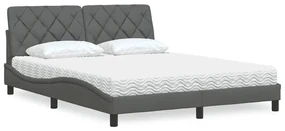 Letto Con Materasso Grigio Scuro 160x200 Cm Tessuto /