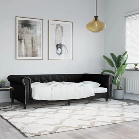 Letto da giorno nero 100x200 cm in similpelle