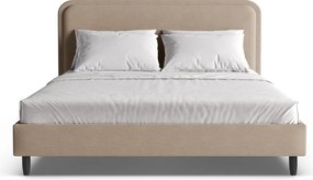 Letto matrimoniale imbottito greige con rete inclusa 140x200 cm Aveline – Micadoni