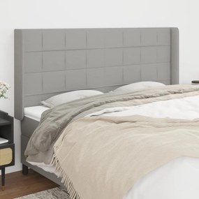 Testiera Ad Orecchio Grigio Chiaro 183x16x118/128 Cm İn Tessuto /