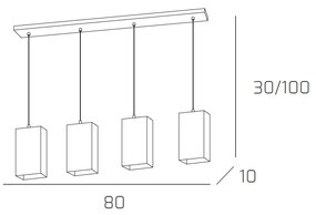 Sospensione Contemporanea Wild Metallo Cromo Vetro Satinato 4 Luci E27