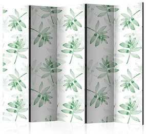 Paravento Ramoscelli acquerellati II (5 parti) - foglie tropicali chiare