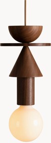 Lampada a sospensione piccola con luce regolabile fatta a mano Junit Walnuss