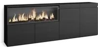 Credenza, Mobile, Cucina, 210, 4 Porte, Camino elettrico XXL, Nero RF3214