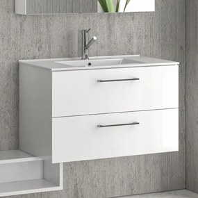 Kamalu - mobile bagno sospeso 80cm con lavabo incasso e due cassetti el-80l