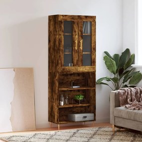 Credenza Rovere Fumo  69,5x34x180 Cm İn Legno Multistrato /