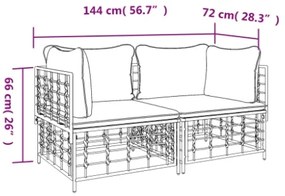 Divani Angolari Modulari con Cuscini 2 pz in Polyrattan