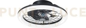 Plafoniera led ventilatore etesia nero 40w 5500lm cct 3000k luce ca...