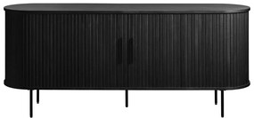 Cassettiera bassa nera in rovere con ante scorrevoli 76x180 cm Nola - Unique Furniture