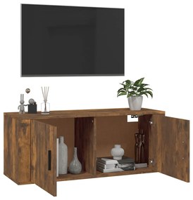 Mobile Porta TV a Parete rovere fumo 100x34,5x40 cm