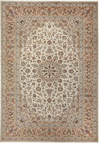 Kashan Tappeto 350x250 Beige (Iran) Annodato A Mano