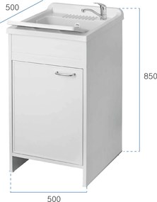 Mobile Lavatoio in PVC 50x50x85 cm 1 Anta Forlani Garden Bianco...