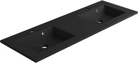 Lavabo a incasso rettangolare doppia vasca Neo L 136 x H 11.2 x P 48.5 cm in composito minerale di resina gelificata nero opaco