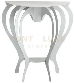 Piccola consolle elegante di design ballerina bianco in ferro 80x35...