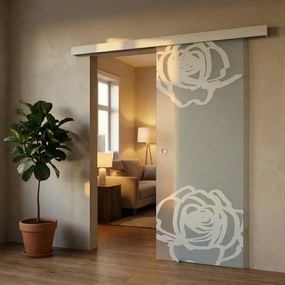 Porta scorrevole reversibile Rose in vetro trasparente, L 88 x H 215 cm, con binario Meli