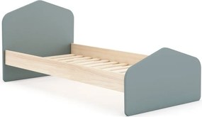 Letto da bambini di colore naturale/verde polveroso con effetto pino con rete inclusa 90x190 cm Estefania – Marckeric