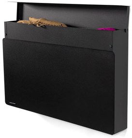 Scarpiera nera in metallo con ante ribaltabili/da parete 78x48x13 cm Luigi – Spinder Design