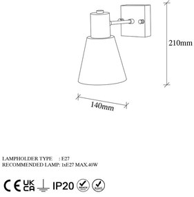 Lampada da parete color oro ø 14 cm Funnel - Opviq lights