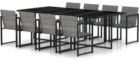 Set da Pranzo da Esterno 9 pz con Cuscini in Polyrattan Grigio 317186