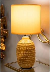 Lampada da tavolo color senape in ceramica con paralume in tessuto (altezza totale 30,5 cm) Points – Mauro Ferretti