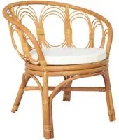 Sedia da Pranzo e Cuscino Marrone Chiaro Rattan Naturale e Lino 325477