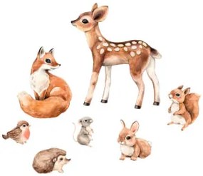 Adesivi murali animali della foresta - Volpe, capriolo, scoiattolo | Inspio