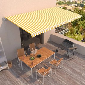 Tenda Da Sole Retrattile Automatica 600x350 Cm Gialla E Bianca /