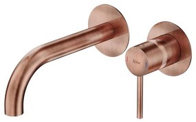 Rubinetto per lavabo ad incasso getto laminare cristallino TAYRONA rame spazzolato satinato HUBER H 8 cm